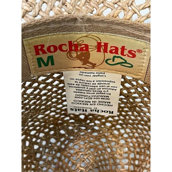 Vintage Rocha Hat Medium 21.5” Circumference Cowboy Woven Stiff Straw EUC! - Picture 6 of 14